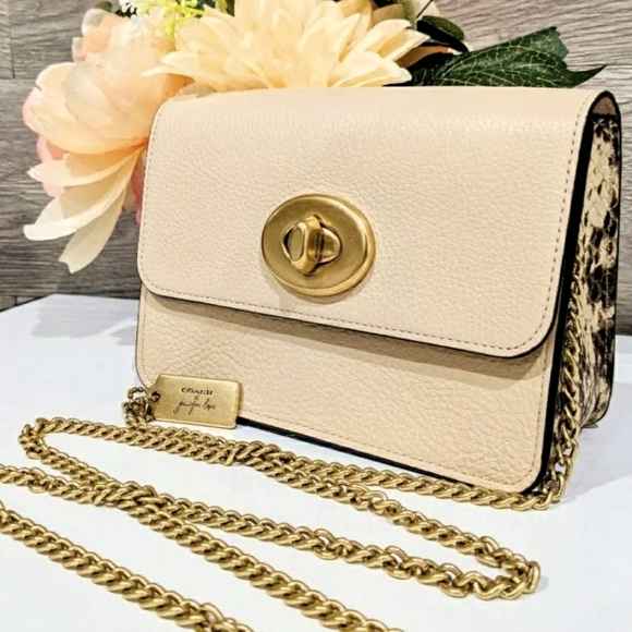 Coach Handbags - NWT Coach Jennifer Lopez CREAM SNAKESKIN GOLD Crossbody EXTREMLY RARE